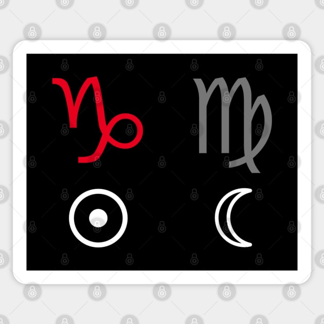 Capricorn Sun Virgo Moon Horoscope Sign Sticker by Horosclothes